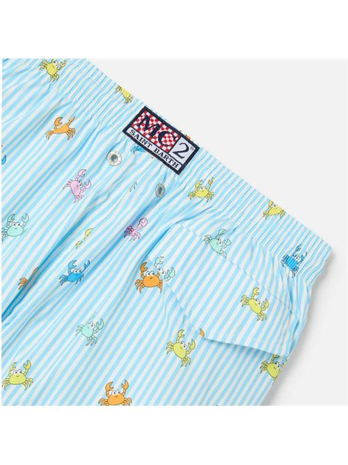 Jean Lighting Pantaloncini da bagno elasticizzati a strisce con stampa granchi all-over MC2 SAINT BARTH | JEA0022/01081L